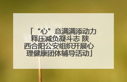“心”意满满添动力 释压减负凝斗志 陕西合阳公安组织开展心理健康团体辅导活动