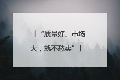 “质量好、市场大，就不愁卖”
