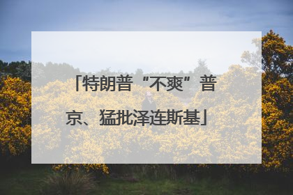 特朗普“不爽”普京、猛批泽连斯基