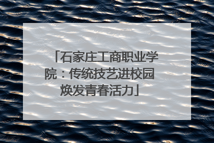 石家庄工商职业学院：传统技艺进校园焕发青春活力
