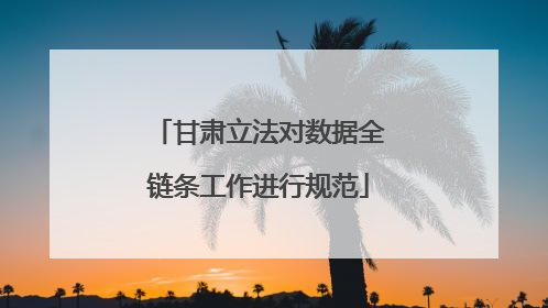 甘肃立法对数据全链条工作进行规范