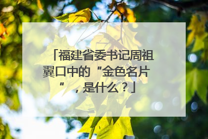 福建省委书记周祖翼口中的“金色名片”，是什么？