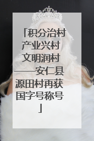积分治村 产业兴村 文明润村——安仁县源田村再获国字号称号
