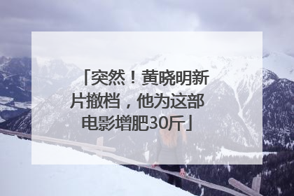 突然！黄晓明新片撤档，他为这部电影增肥30斤