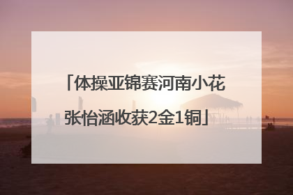 体操亚锦赛河南小花张怡涵收获2金1铜