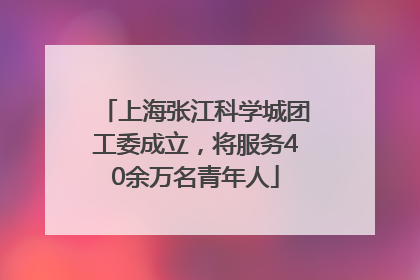 上海张江科学城团工委成立，将服务40余万名青年人