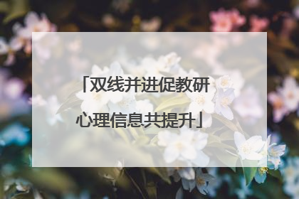 双线并进促教研 心理信息共提升