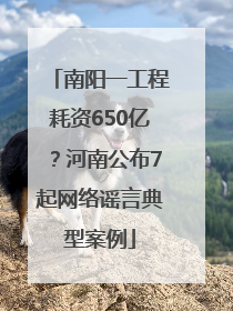 南阳一工程耗资650亿？河南公布7起网络谣言典型案例