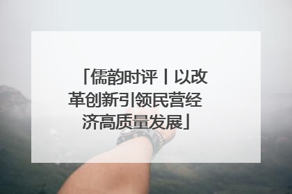 儒韵时评丨以改革创新引领民营经济高质量发展