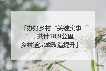 办好乡村“关键实事”，共计18.9公里乡村道完成改造提升