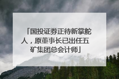 国投证券正待新掌舵人，原董事长已出任五矿集团总会计师