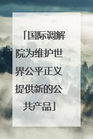 国际调解院为维护世界公平正义提供新的公共产品
