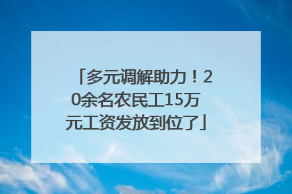 多元调解助力！20余名农民工15万元工资发放到位了