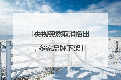央视突然取消播出，多家品牌下架