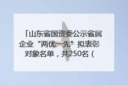 山东省国资委公示省属企业“两优一先”拟表彰对象名单，共250名（个）党员和党组织