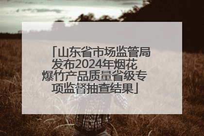 山东省市场监管局发布2024年烟花爆竹产品质量省级专项监督抽查结果