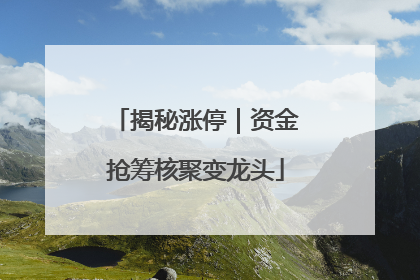 揭秘涨停｜资金抢筹核聚变龙头