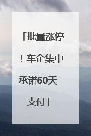 批量涨停！车企集中承诺60天支付