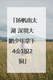 扬帆南太湖 深圳大鹏少年拿下4金1银2铜