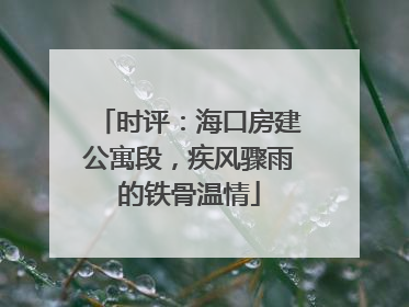 时评：海口房建公寓段，疾风骤雨的铁骨温情