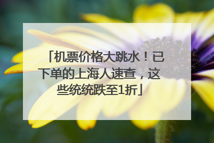 机票价格大跳水！已下单的上海人速查，这些统统跌至1折