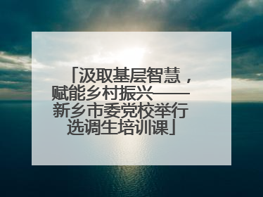 汲取基层智慧，赋能乡村振兴——新乡市委党校举行选调生培训课