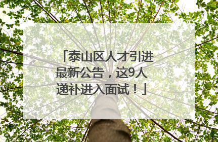 泰山区人才引进最新公告，这9人递补进入面试！