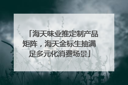 海天味业推定制产品矩阵，海天金标生抽满足多元化消费场景