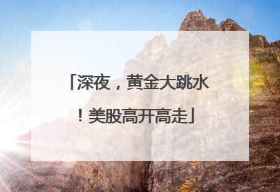 深夜，黄金大跳水！美股高开高走