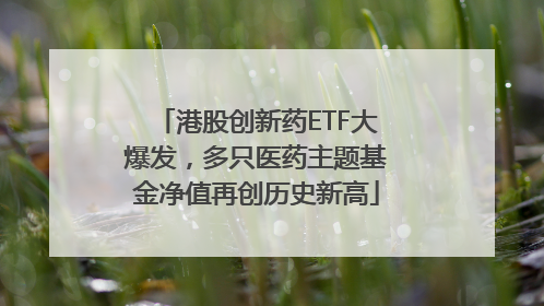 港股创新药ETF大爆发，多只医药主题基金净值再创历史新高