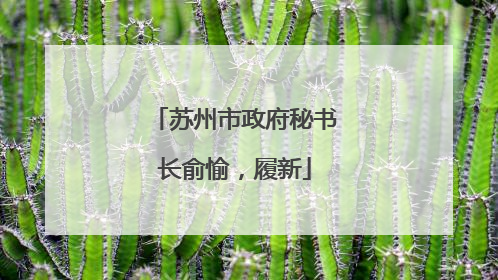 苏州市政府秘书长俞愉，履新