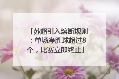 苏超引入熔断规则：单场净胜球超过8个，比赛立即终止