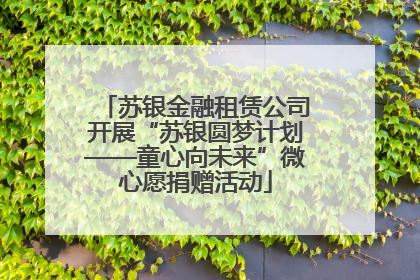 苏银金融租赁公司开展“苏银圆梦计划——童心向未来”微心愿捐赠活动