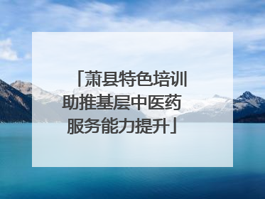 萧县特色培训助推基层中医药服务能力提升