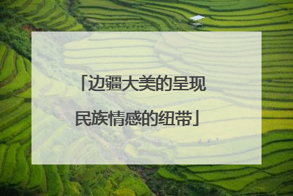边疆大美的呈现 民族情感的纽带