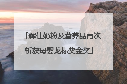 辉仕奶粉及营养品再次斩获母婴龙标奖金奖