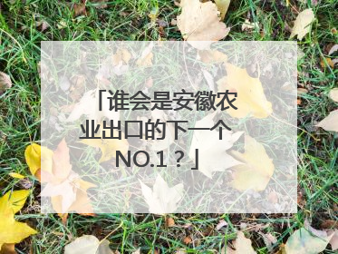 谁会是安徽农业出口的下一个NO.1？