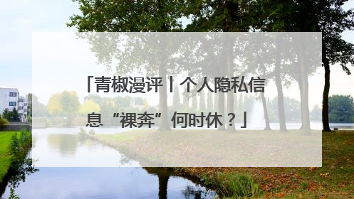 青椒漫评丨个人隐私信息“裸奔”何时休？
