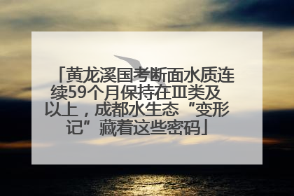 黄龙溪国考断面水质连续59个月保持在Ⅲ类及以上，成都水生态“变形记”藏着这些密码