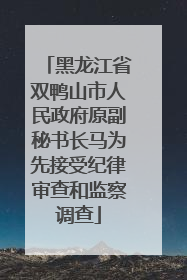 黑龙江省双鸭山市人民政府原副秘书长马为先接受纪律审查和监察调查